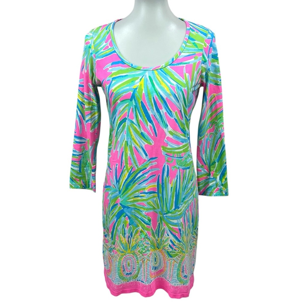 Lilly Pulitzer Tiki Pink Royal Lime Palm Engineered Pima Cotton Beacon Dress